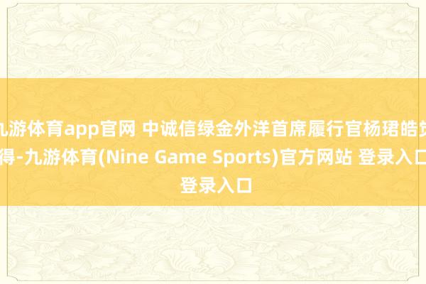 九游体育app官网 　　中诚信绿金外洋首席履行官杨珺皓觉得-九游体育(Nine Game Sports)官方网站 登录入口